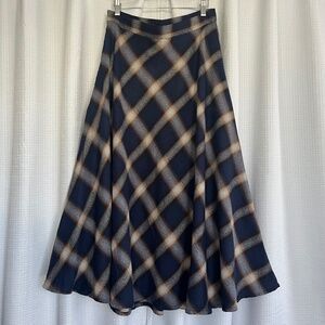 Shein Navy Blue Plaid Skirt A-Line Maxi Skirt
